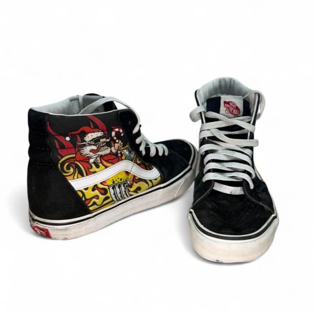 Vans Sk8-Hi Bad Santa Flames High Top Sneakers Mens 7 Womens 8.5 Holiday Rare
